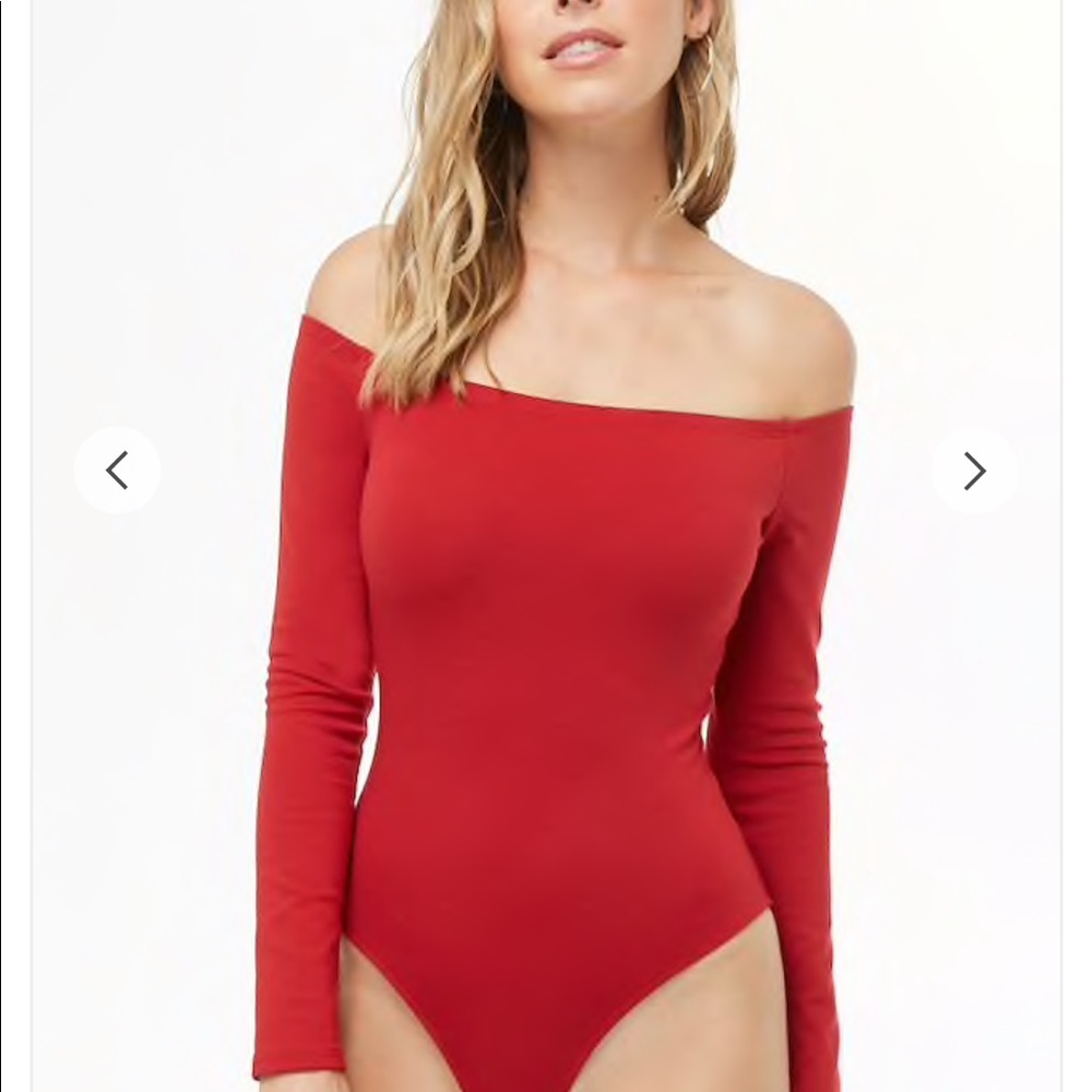 F21 Knit Red Bodysuit